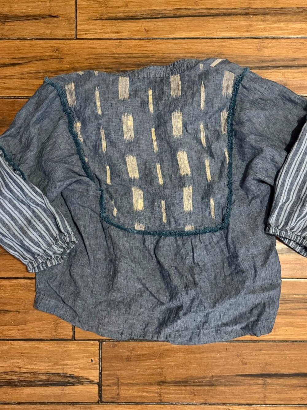 Wrap London Linen Boho Patterned Blouse, Size 10 - Picture 4 of 8